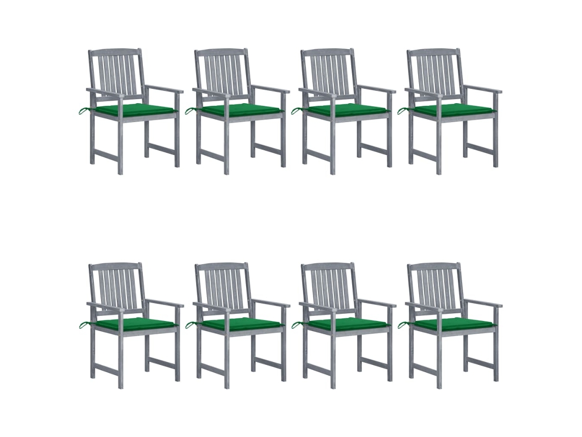 Vidaxl Cadeiras De Jardim C/ Almofadões 8 Pcs Acácia Maciça Cinzento