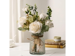 Arranjo de Flores Artificiais com Vaso, Rosas de Seda, Flores Artificiais em Vaso, Arranjo de Flores Artificiais com Vaso Ideal para Casa. AQUAFORGE