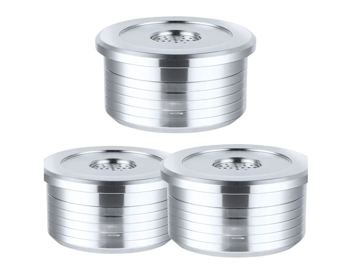 Conjunto De 3 Cápsulas Reutilizáveis De Aço Inoxidável Para Máquinas De Café Delta Q Qool Evolution.