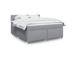 Vidaxl Cama Com Molas/colchão 180x200 Cm Tecido Cinzento-claro