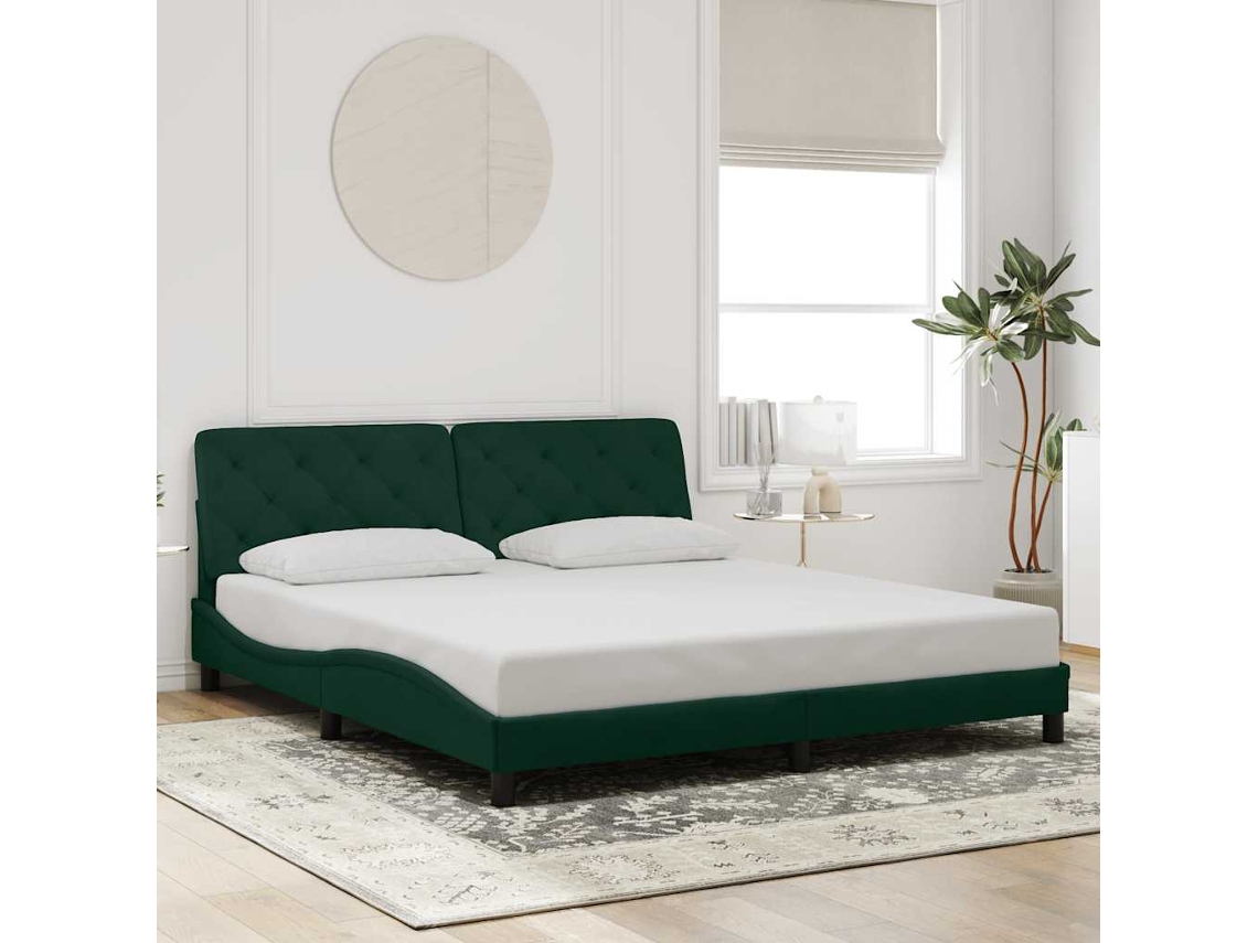 Vidaxl Estrutura De Cama Sem Colchão 180x200 Cm Veludo Verde-escuro