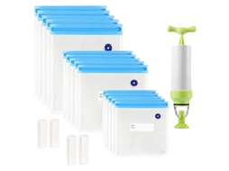 Sacos 20 armazenamento elétrico reutilizável de alimentos a vácuo economizador fogão selado com saco selado de 3 tamanhos 1 bomba manual 4 clipes