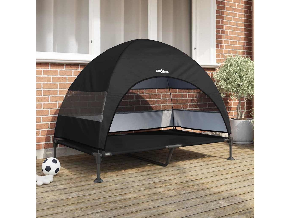 Vidaxl Cama Elevada Para Cachorro 127 X 81 X 108 Cm Tecido E Aço Preto