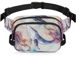 Pochete com Estampa de Baleia e Mármore para Mulheres 22 8 X 6 3 X 15 5 Cm Estampa de Impermeável de Alta Qual S/MARCA