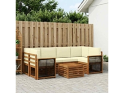 Vidaxl Conjunto De Sofás Para Exterior 7 Unid. Natural E Creme