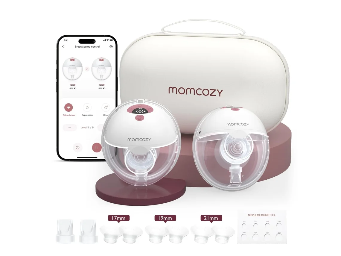 Momcozy M5 Smart Extrator De Leite Elétrico Portátil Com Controlo Por App, Extrator De Leite Materno Sem Fio (paquete De 2, Rosa)