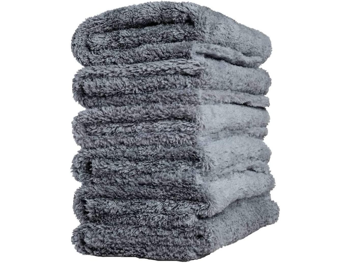 Panos De Limpeza Em Microfibra, 6 Unidades, 40 X 40 Cm, 450 G/m², Reutilizável, Secagem Rápida, Para Carro, Cinza