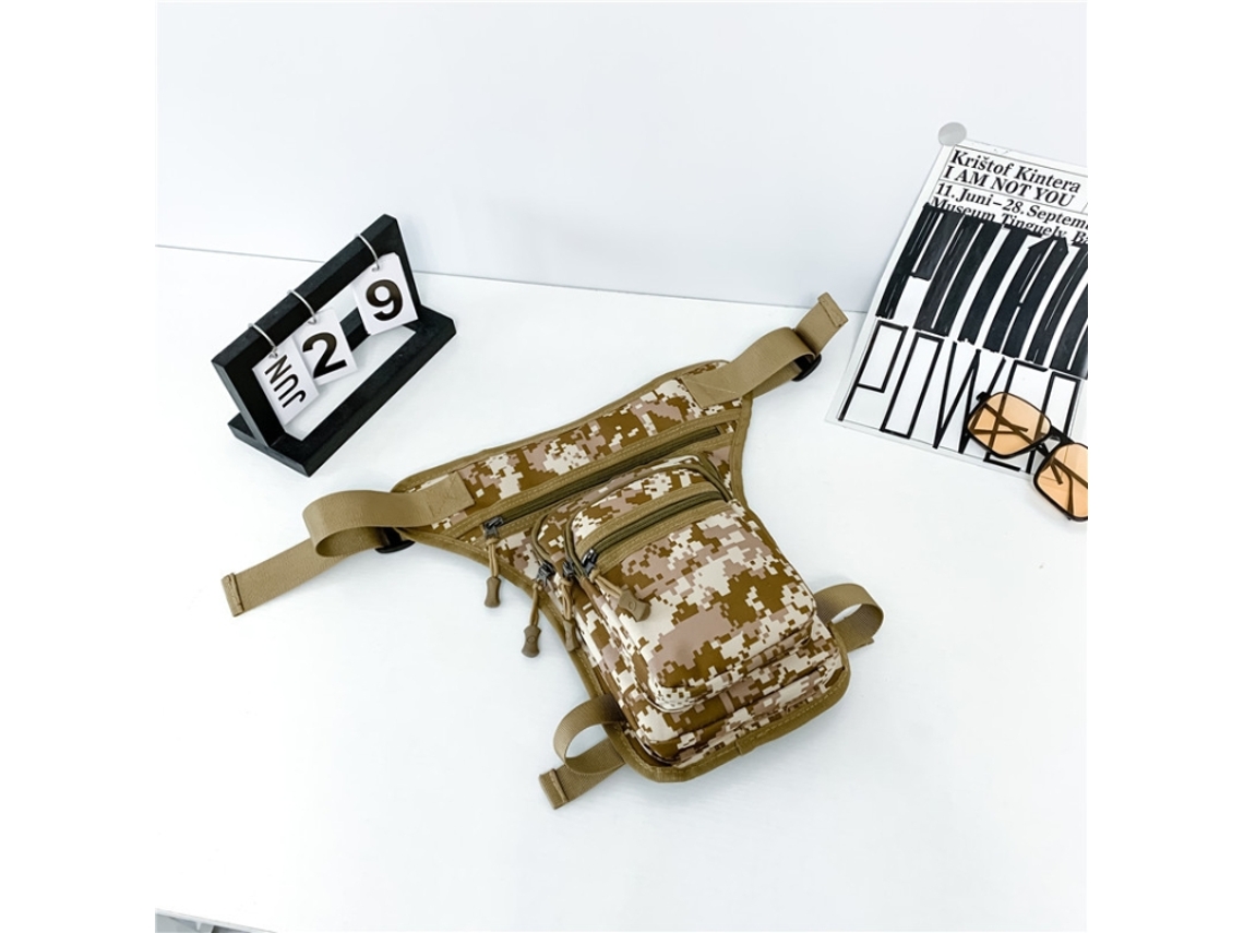 Bolsa de Cintura e Perna HALINUIA para Motocicleta em Náilon Preto (multicompartimentos, Ajustável Até 100 Cm)