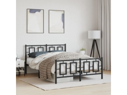 Vidaxl Estrutura De Cama Com Cabeceira E Pés 135x190 Cm Metal Preto
