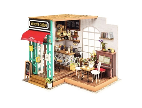 Robotime Maqueta Simons Coffee Dollhouse 3d Con Luces Led Automáticas Madnesstoysvolumen