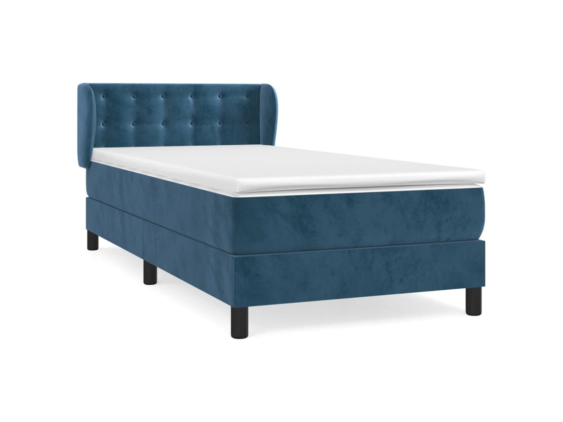 Cama com Molas/colchão 90x190 Cm Veludo Azul escuro MAISON EXCLUSIVE