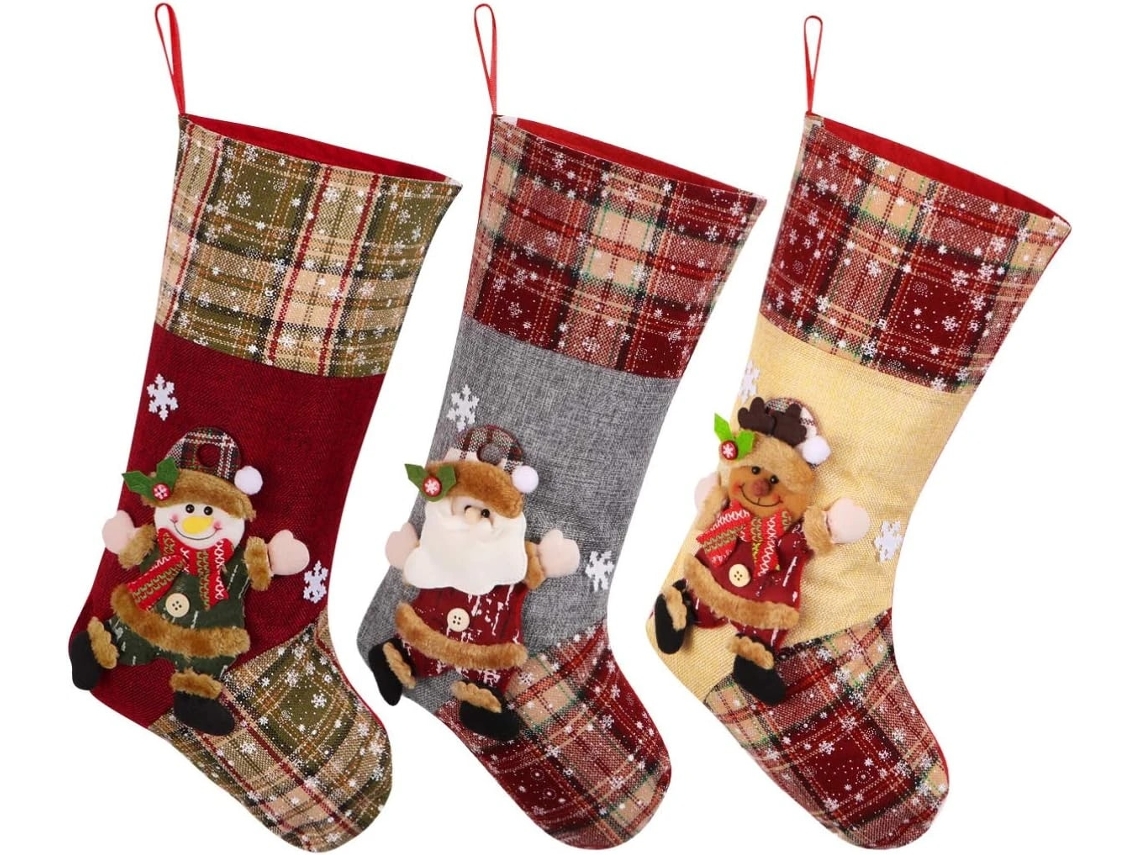 Conjunto De 3 Meias De Natal, Presentes, Sacolas De Doces, Camas.