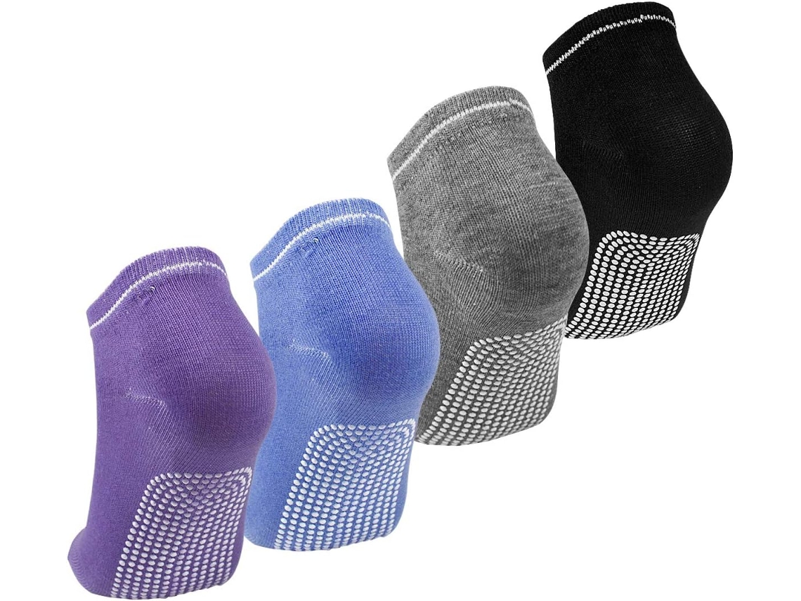 Conjunto de 4 Meias de Ioga Femininas Algodão Antiderrapantes AQUAFORGE