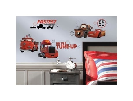 Adesivos reposicionáveis vermelhos da Disney Cars Friends The Deco Factory para crianças