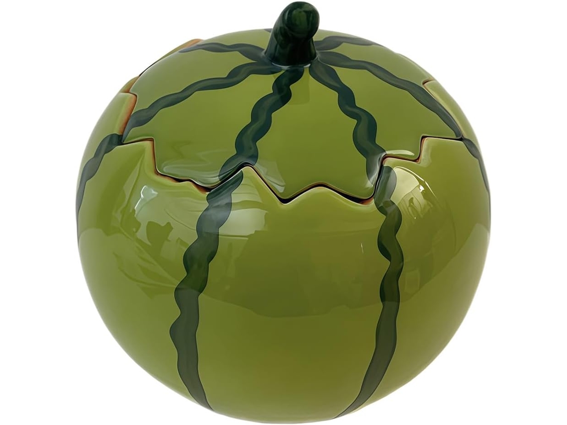 Fruteira De Cerâmica Brilhante Com Tampa, Formato De Melancia, 610 Ml, Ideal Para Cereais, Sobremesas, Lanches