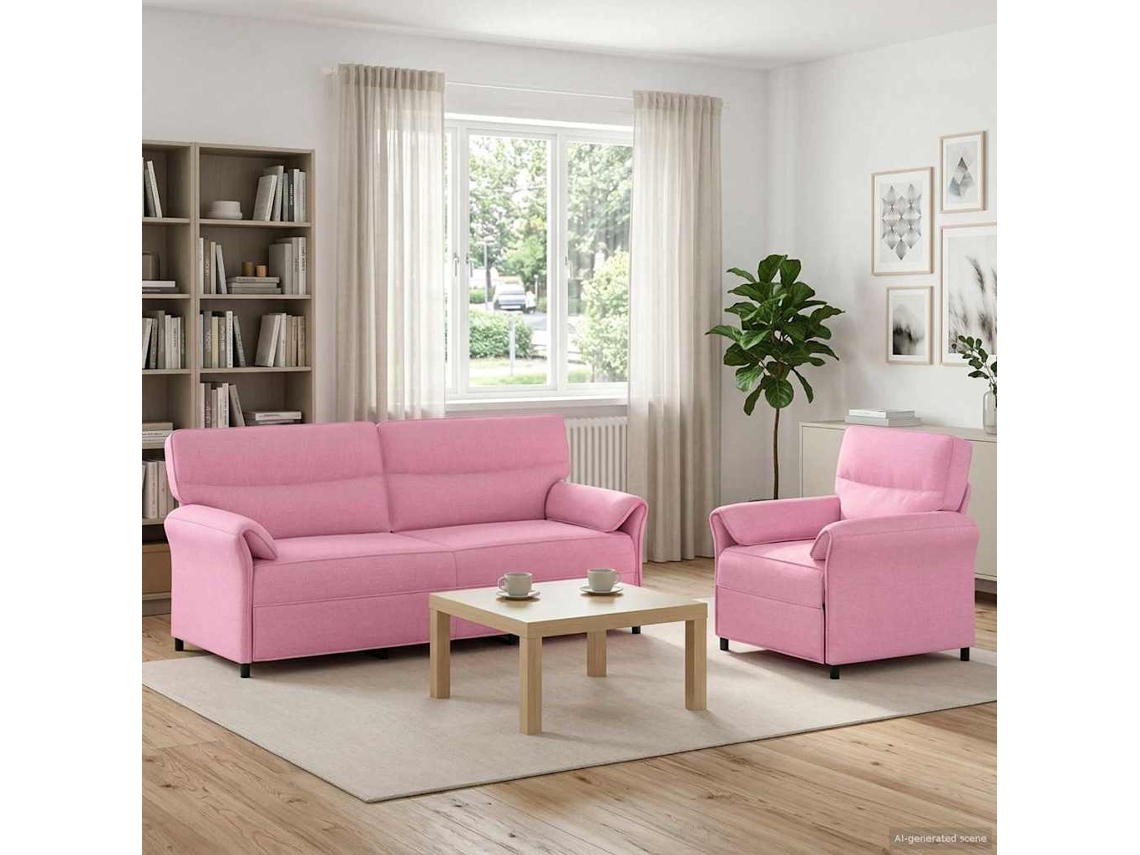 Vidaxl Conjunto De Sofás 2 Unid. Rosa Tecido