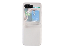 Capa Para Celular Com Compartimento Para Cartão Sim, Capa De Couro De Peça Única Com Estampa De Lichia.samsung Z Flip4 Branco