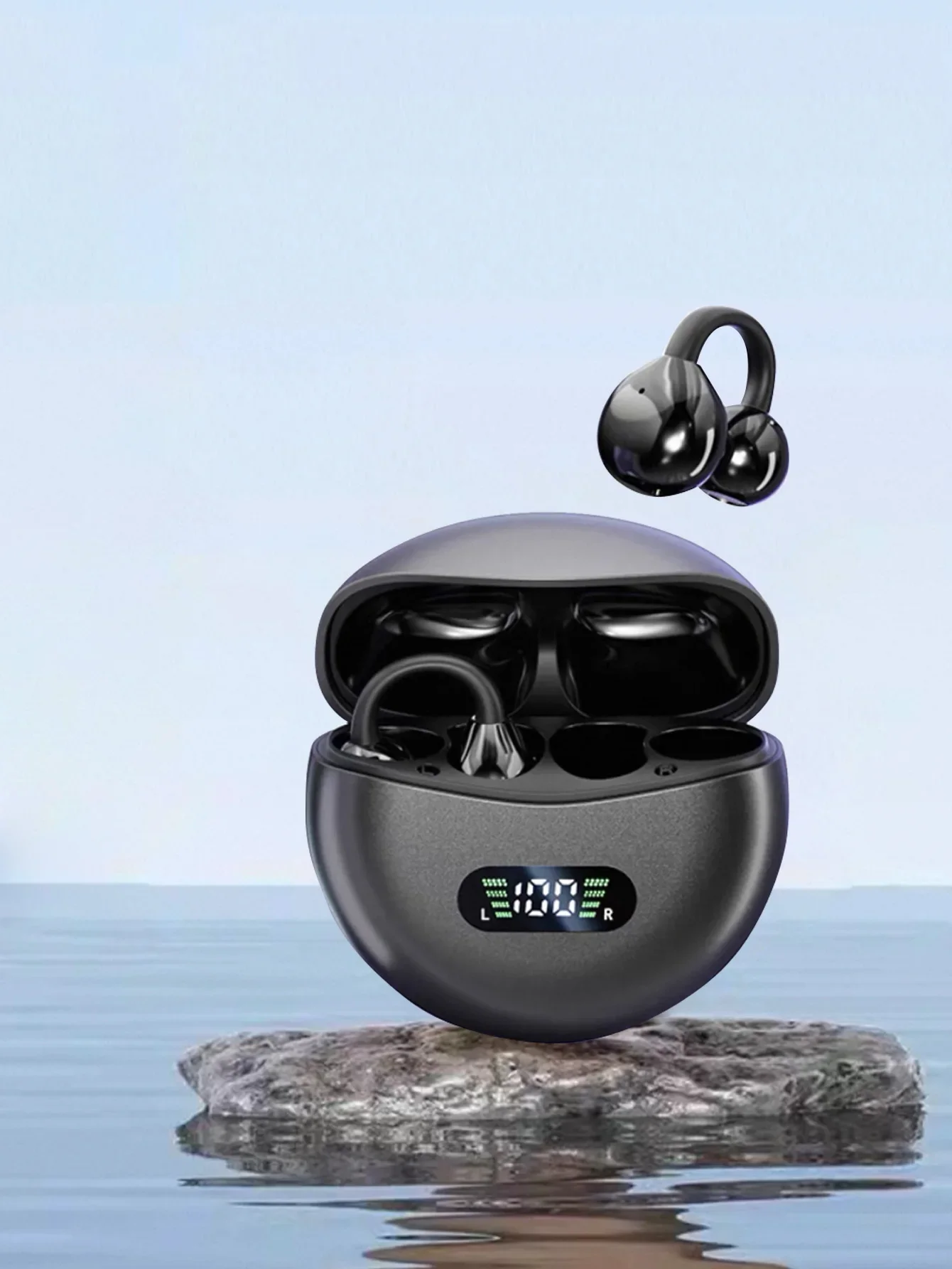 Fones De Ouvido Bluetooth Com Clipe (preto), Visor Digital E Qualidade De Som De Alta Resolução (nível Hi-fi).