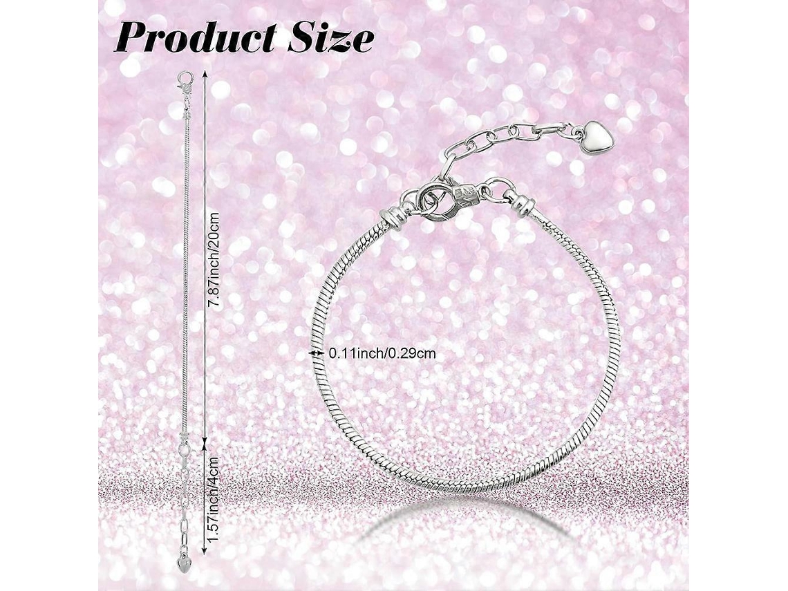 Kit De Pulsera De Serpente Ajustável De Prata Para Diy, Compatível Com Pérolas E Pingentes