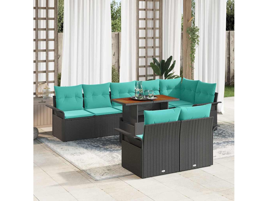 Vidaxl Conjunto De Sofá De Jardim 9 Unid. Preto Rattan Sintético