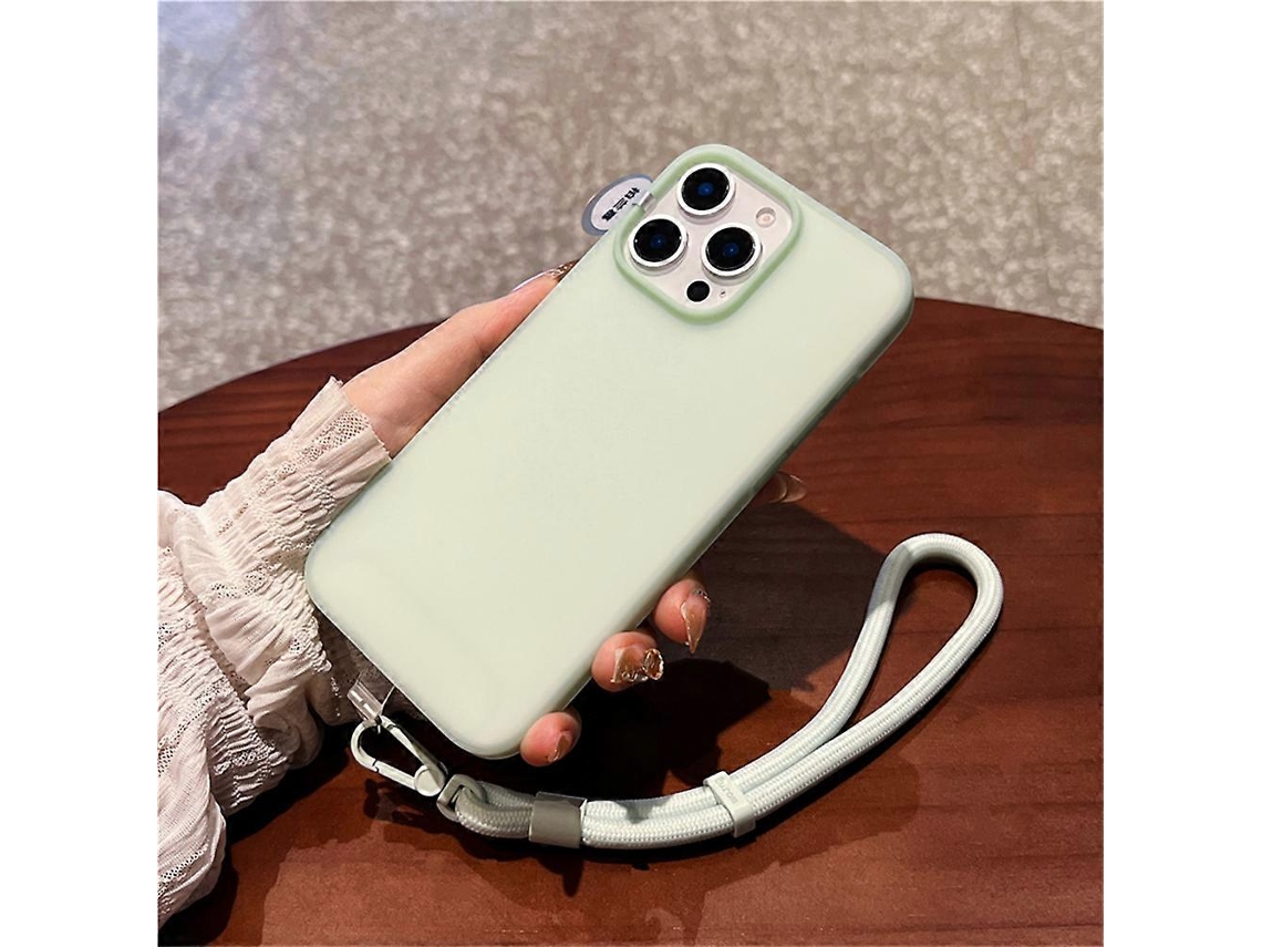 Capa Tkdaddy Para Iphone 14 Pro Max Em Silicone Líquido Transparente Com Alça De Pulso Verde