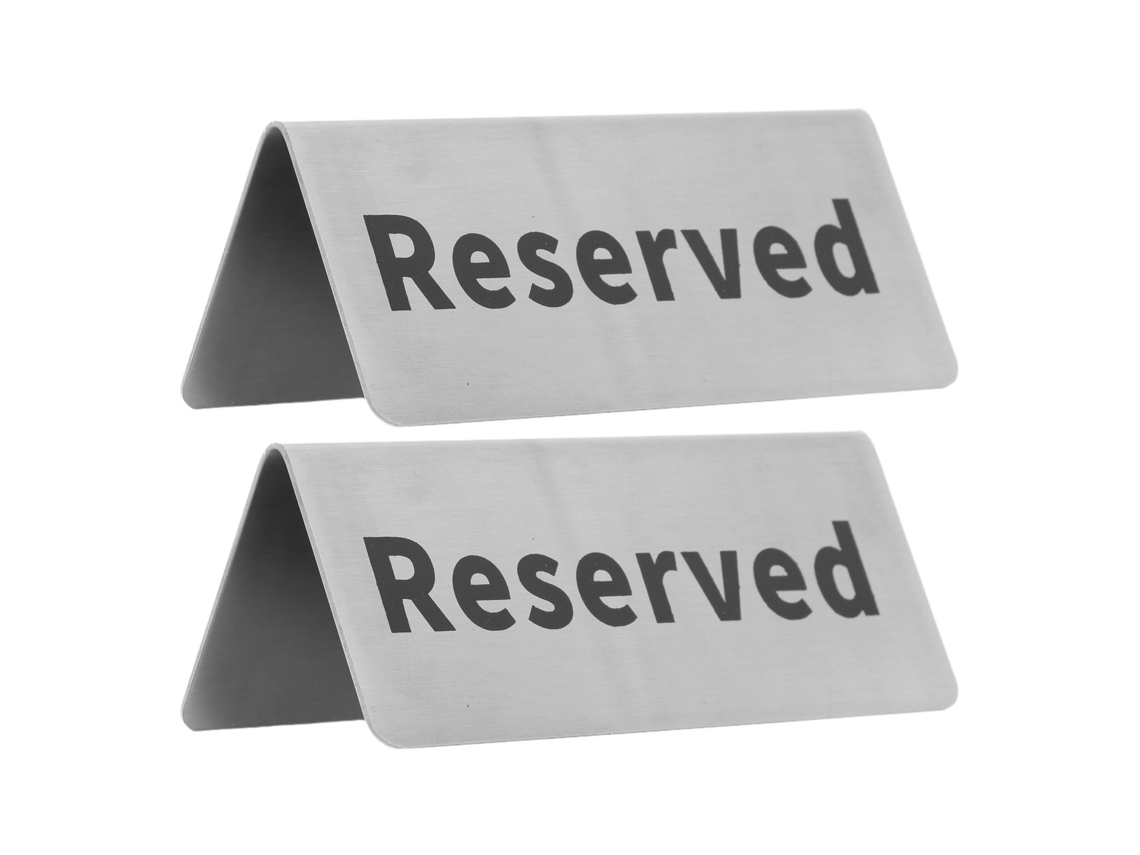 Sinal de Mesa de Aço Inoxidável Duplo Lado para Mesa de Casamento ou Hotel com Marca