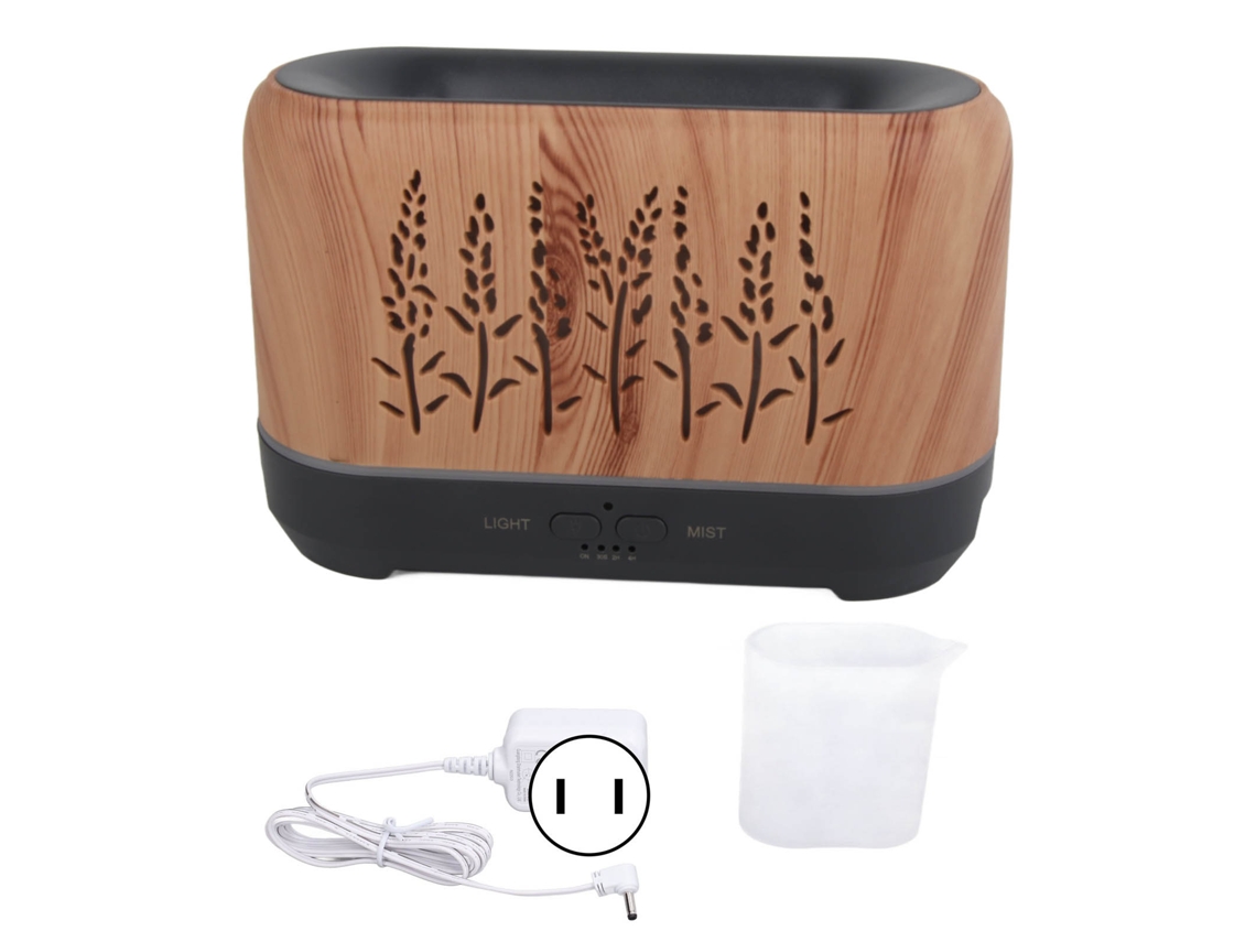 Laxiscreed Umidificador Com Luz De Chama, Aromaterapia E 200ml, Recortes Em Madeira Clara