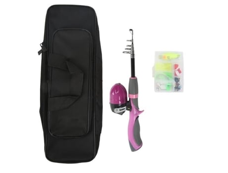 Kit combinado de vara de pescar, carretilha e isca para crianças, construção de equipamentos esportivos, rosa Vgeby