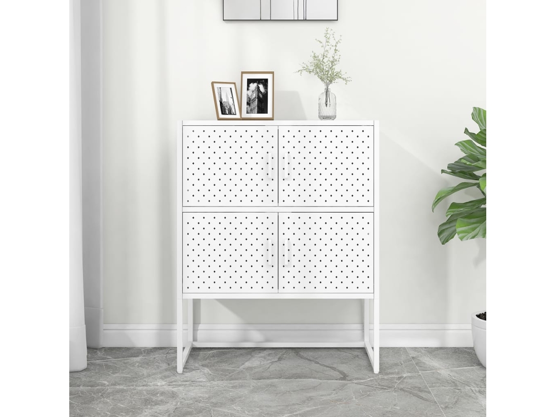 Vidaxl Aparador Alto 80x35x100 Cm Aço Branco