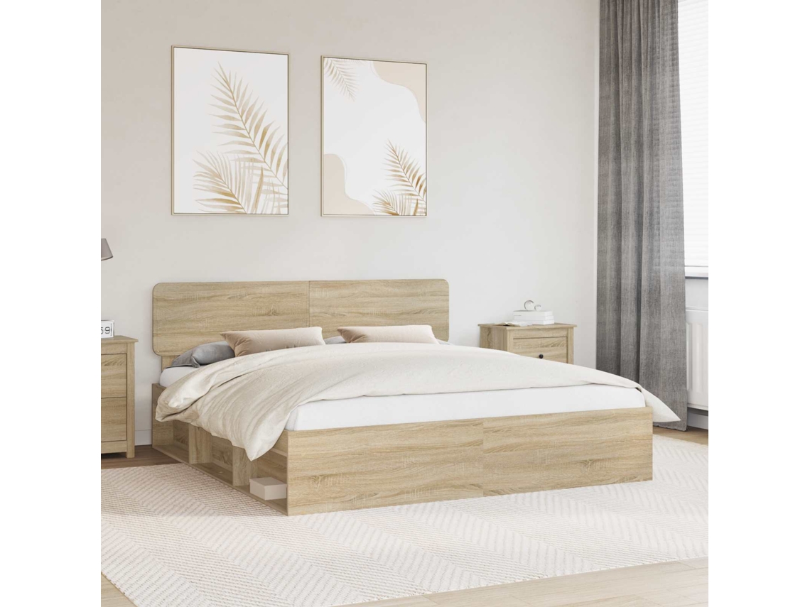 Vidaxl Estrutura Da Cama Com Cabeceira Sonoma 200 X 200 Cm