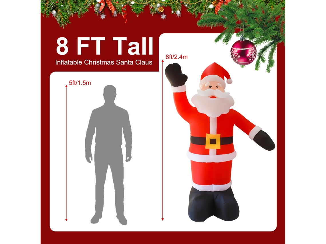 Papai Noel Inflável 2,4m com 9 Luzes Led | S/MARCA