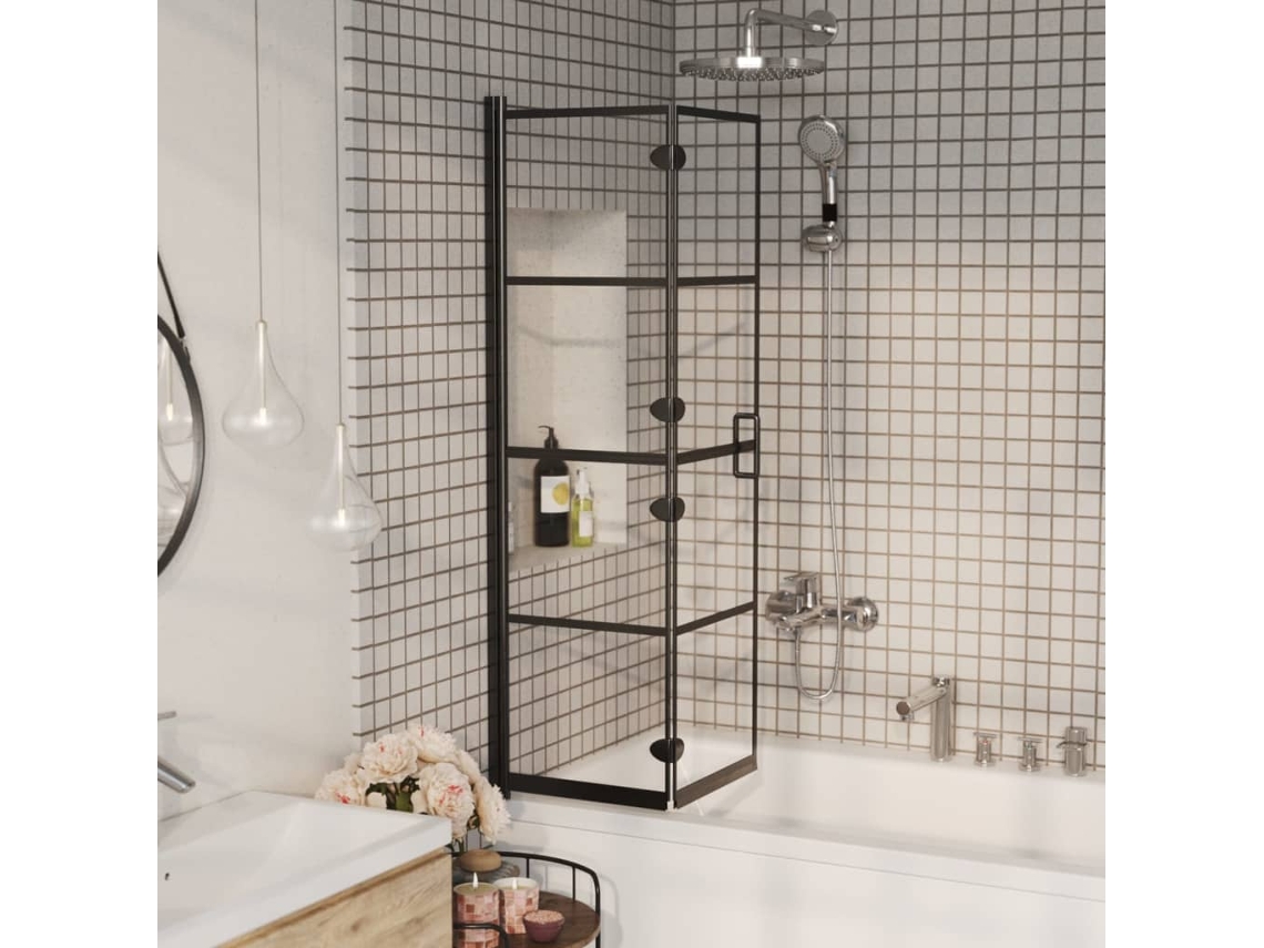 Vidaxl Divisória De Chuveiro Dobrável Esg 80x140 Cm Preto