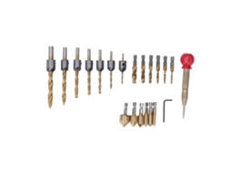 Kit de Brocas de Chanfrado com Punção Central e Chave Hexagonal 20 Peças Revestidas de Titânio Ouro | S/MARCA