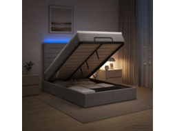 Vidaxl Cama Ottoman Com Colchão E Led Cinzento-claro 120 X 200 Cm