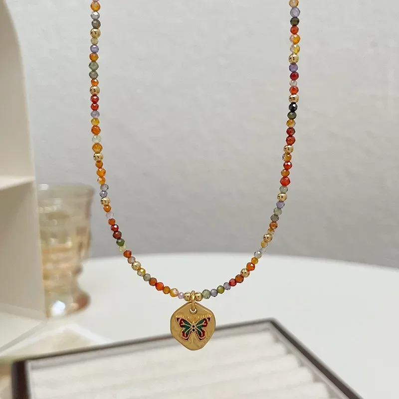 (colar) Pulseira De Borboletas Com Contas De Zircônia Coloridas, Um Acessório Requintado Para O Dia A Dia.