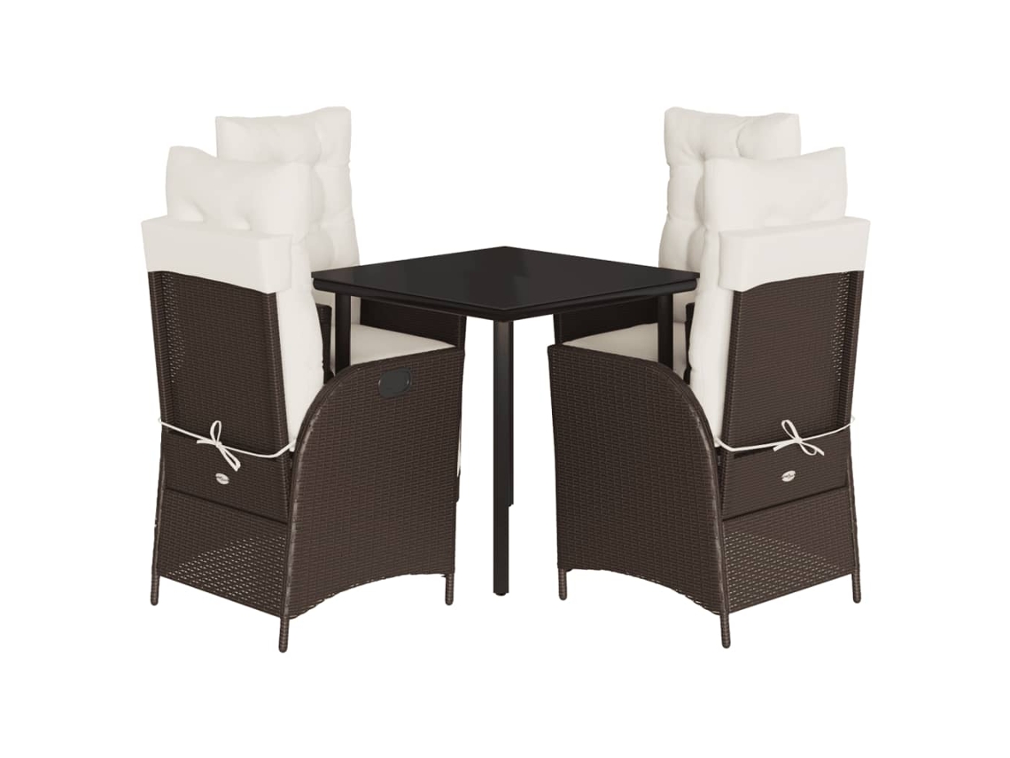 Garden Dining Set, Garden Dining Sets Vidaxl Marrom Rattan / Vime (80 Cm Table Length)