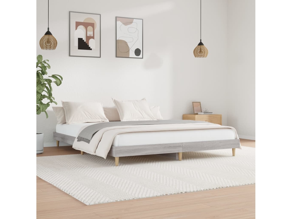 Vidaxl Estrutura De Cama 200x200 Cm Derivados Madeira Cinzento Sonoma