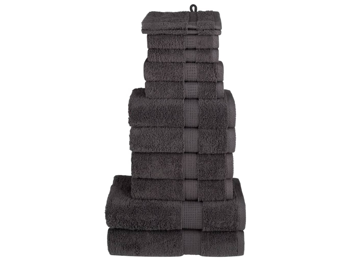 Vidaxl 12pcs Conjunto Toalhas Banho Premium Solund 600gsm Antracite