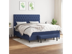 Vidaxl Cama Com Molas/colchão 160x200 Cm Tecido Azul