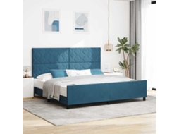 Vidaxl Cama Box Com Cabeceira Azul Escuro 200 X 200 Cm Veludo