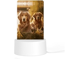 Luminária noturna de acrílico com base, dois Golden Retrievers, luz noturna para computador, luz noturna de LED para quarto.