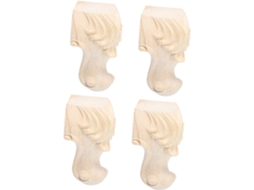 Lurrose Conjunto De 4 Pés Armário Retrô Decorativos Com Entalhes Em Madeira Maciça, Pés De Mesa Em Estilo Europeu