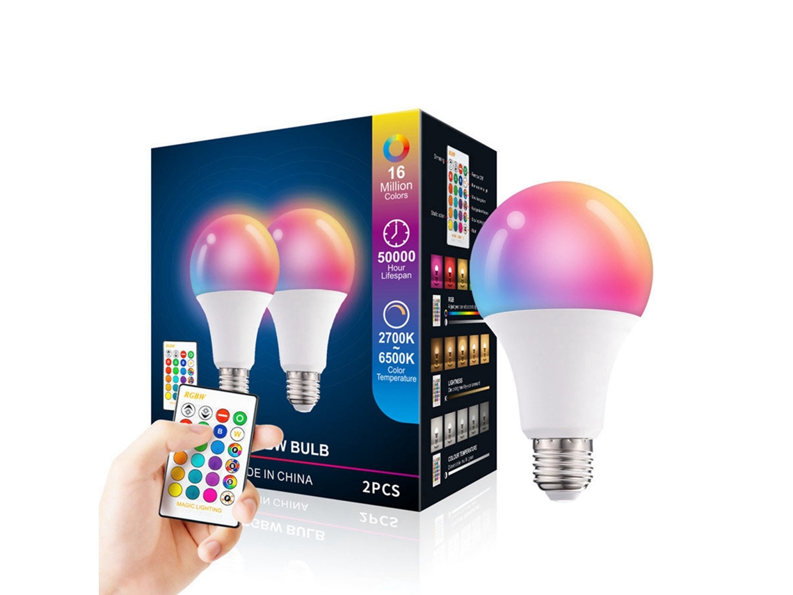 3pcs Lâmpadas Led RGB com Controle para Sala e Cozinha