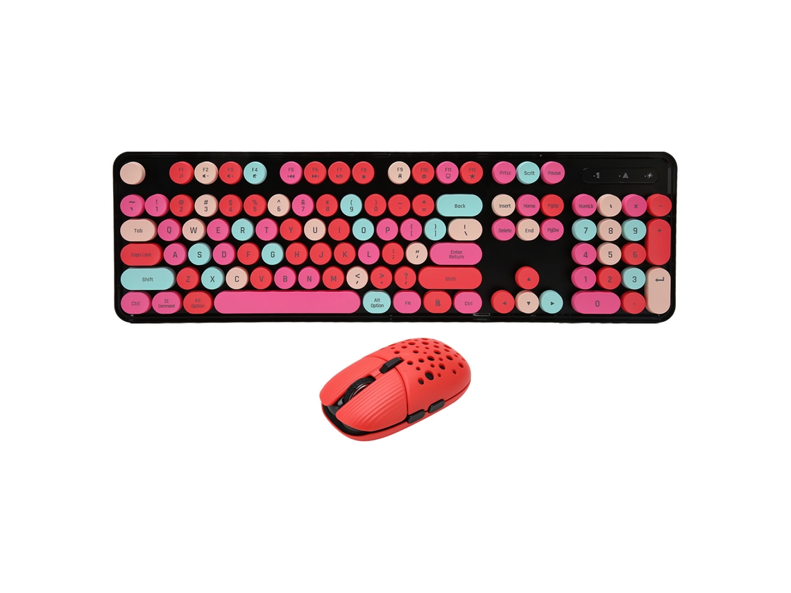 Combo De Teclado E Mouse Sem Fio Retro Punk