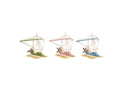 Figura Decorativa DKD Home Decor Azul Cor de Rosa Metal Verde (32,5 x 20,5 x 24 cm) (3 Unidades)