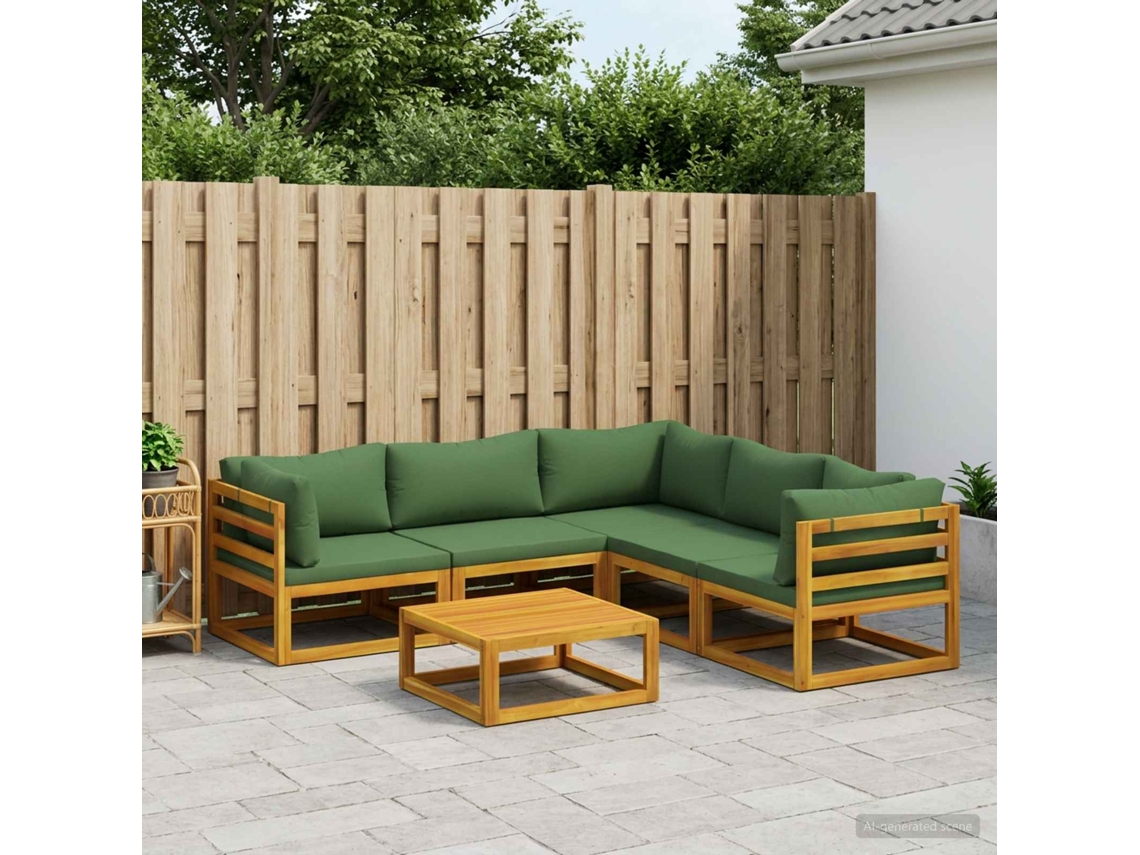 Vidaxl Conjunto De Sofás 6 Unid. Natural Madeira Sólida De Acácia