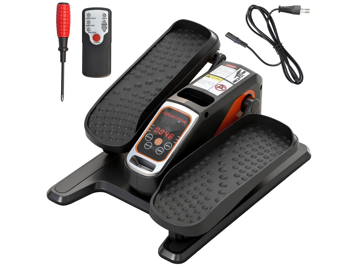 Mini Elíptica Elétrica com 12 Velocidades Modo Manual e Automático Ecrã Led e Pedais Antiderrapantes 40,7x36x21,5 Cm Preto