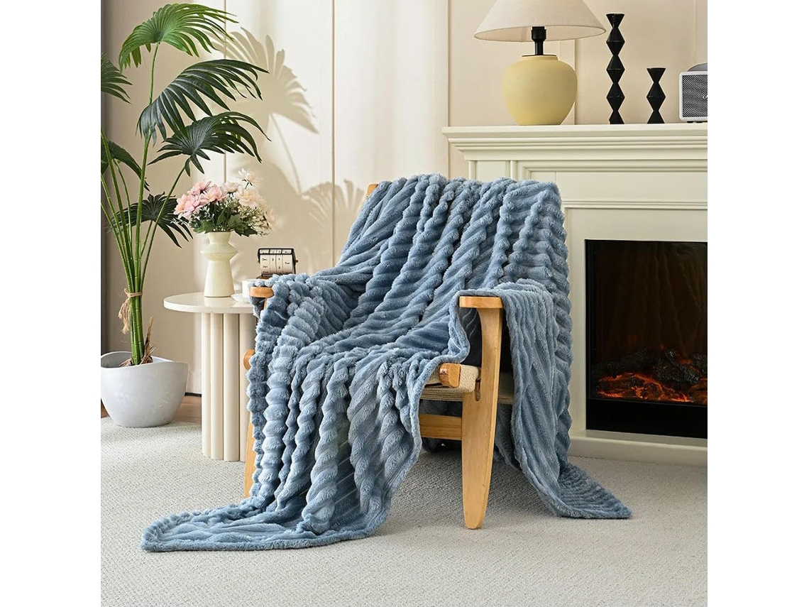 Manta de Veludo Cor Sólida Macia Grossa e Quente Ideal para o Inverno Perfeita Quarto Ou Sala Estar, Macio, Qu