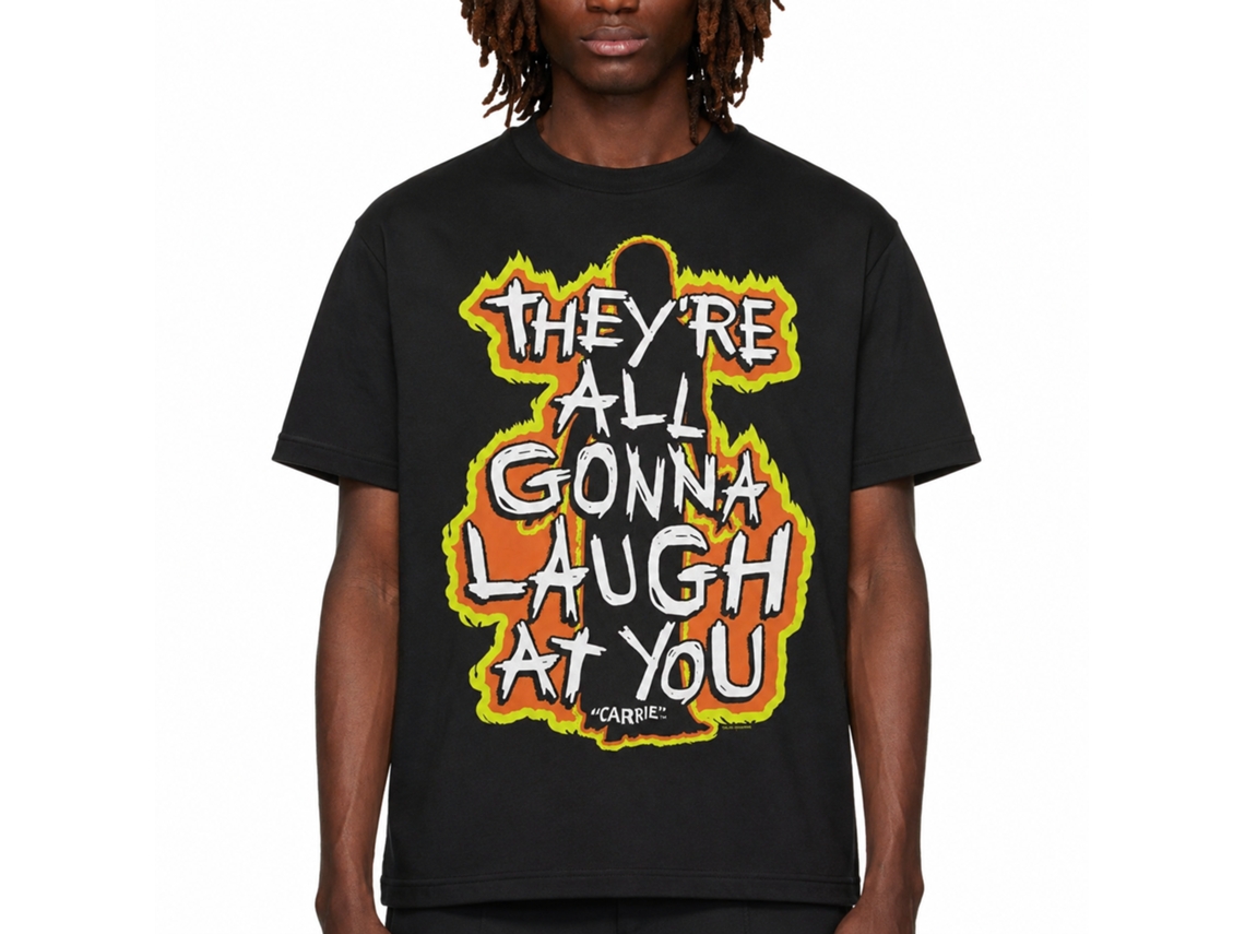 Rockinstone Carrie Movie Fiery Laugh At You Black Adult T-shirt Size:xxxl