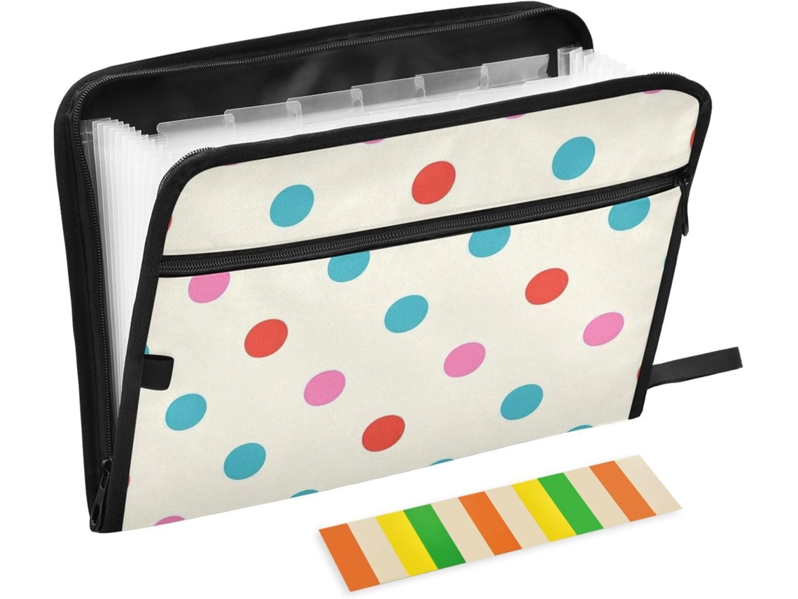 Jaqueta Moderna Com Estampa De Bolinhas, Nas Cores Verde Azulado, Vermelho E Pêssego, Com 13 Bolsos, Tamanho A4 E